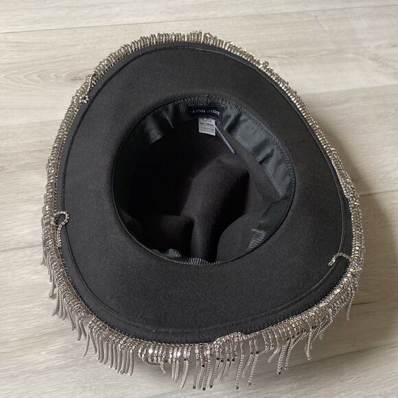 8 OTHER REASONS STAR COWBOY HAT BLACK‎ OS NWOT IN PACKAGE